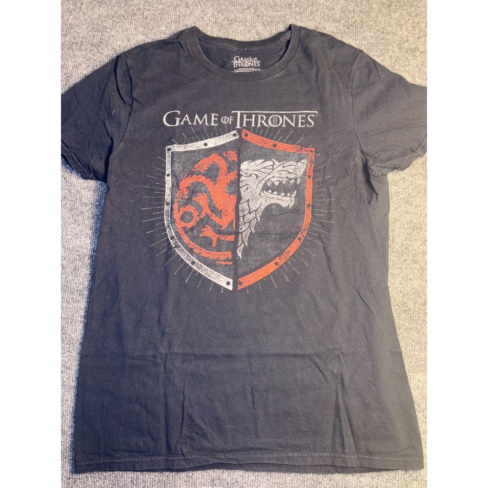 Game of Thrones Mens Medium Black Graphic Logo Short Sleeve‎ Crew Neck Pullover